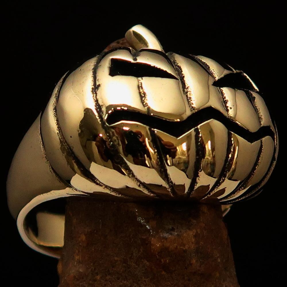 Excellent crafted Halloween Men's Pumpkin Ring - Solid Brass
