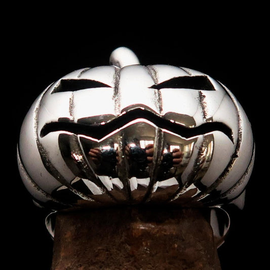 Excellent crafted Halloween Men's Sterling Silver Pumpkin Ring