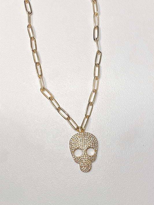 Glitter Skull Necklace